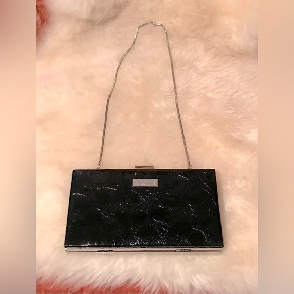 Miche Black Textured Hard Case w/ Removable Silver Chain Snap Close Wallet Purse - Picture 1 of 11